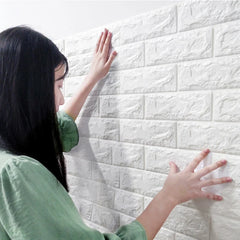 3D Soft Foam Brick Wallpaper Sticker Roll DIY Self Adhesive Living Room Home Kitchen Bathroom Decorative Wall Paper Wall Sticker