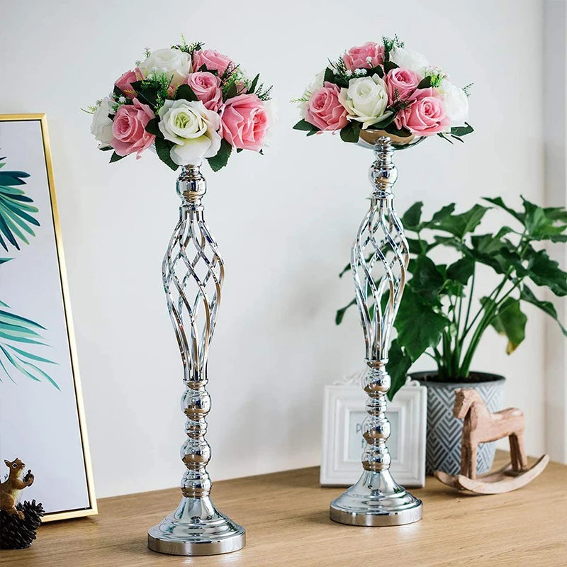 10 Pcs Metal Flower Arrangement Stand Wedding Flower Centerpieces Stand 20 Inch Tall Elegant Metal Flower Vase Gold Candelabra