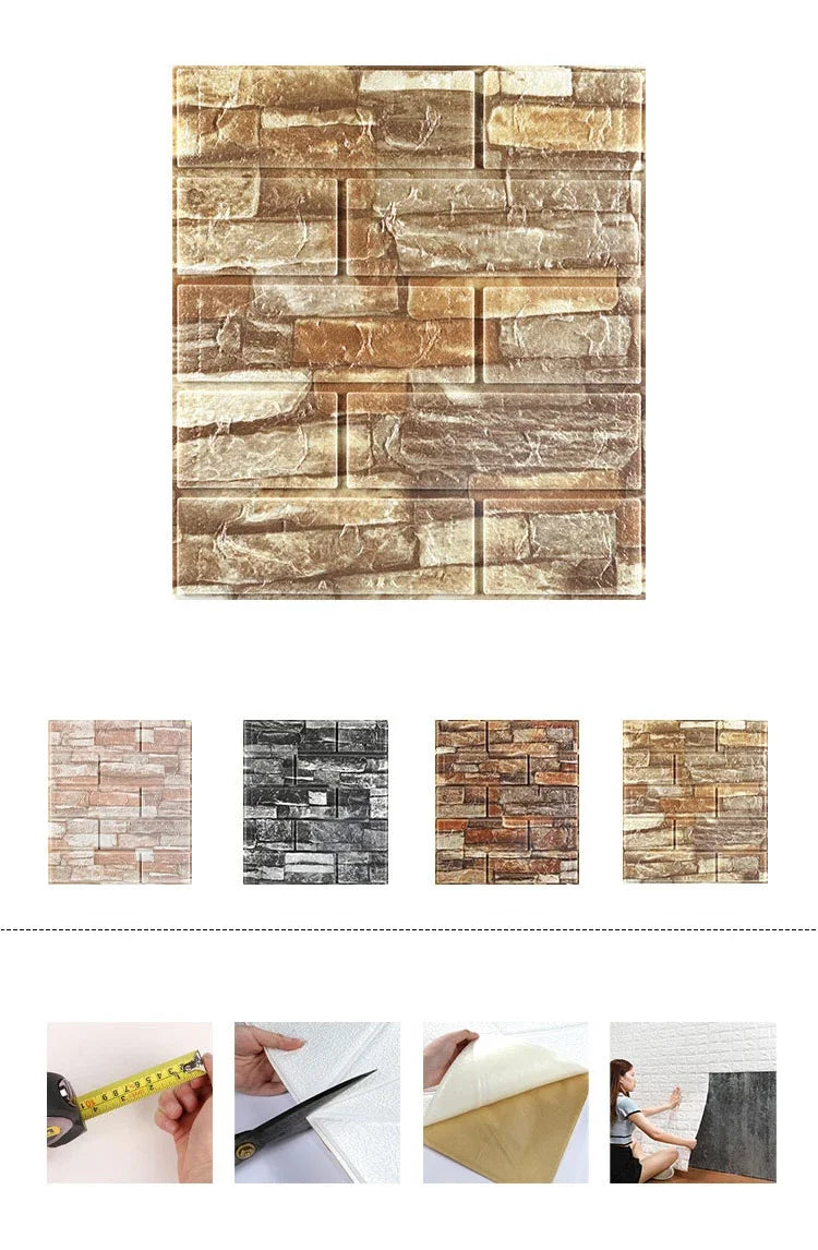 10/30Pcs DIY Waterproof Foam Wallpaper 3D Brick Stickers Children's Room Kitchen Roof Ceiling Background WallStickers