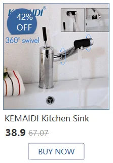 KEMAIDI Golden Spring Pull Down Kitchen Sink Faucet Hot & Cold Mixer Crane Tap with Dual Spout Deck Mounted Hot Cold Faucets