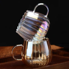 Transparent Glass Cup Creative Coffee Tea Drinks Dessert Breakfast Milk Cup Glass Mugs Handle Drinkware Couple Gifts