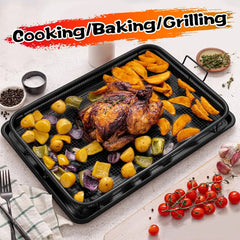 2 in 1 Oven Air Fryer Basket and Tray Oil Frying Baking Pan Non-stick Chips Basket Baking Dish Grill Mesh Kitchen Bakeware Set