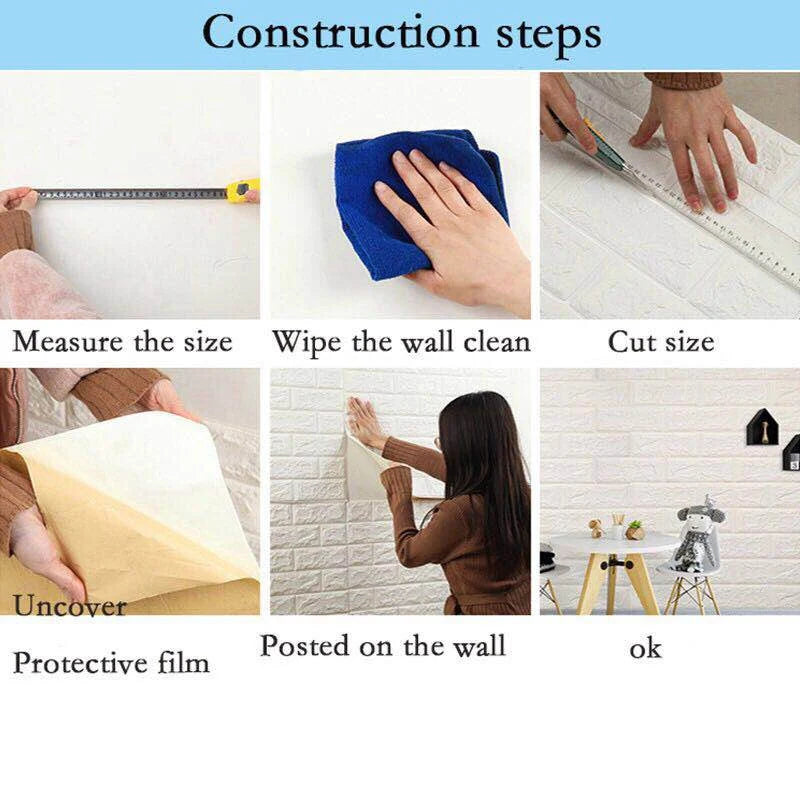 10m 3D Self-adhesive Foam Brick Wallpaper Waterproof and Oilproof DIY Wallpaper Living Room Home Decoration