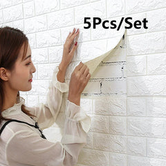 3D Soft Foam Brick Wallpaper Sticker Roll DIY Self Adhesive Living Room Home Kitchen Bathroom Decorative Wall Paper Wall Sticker