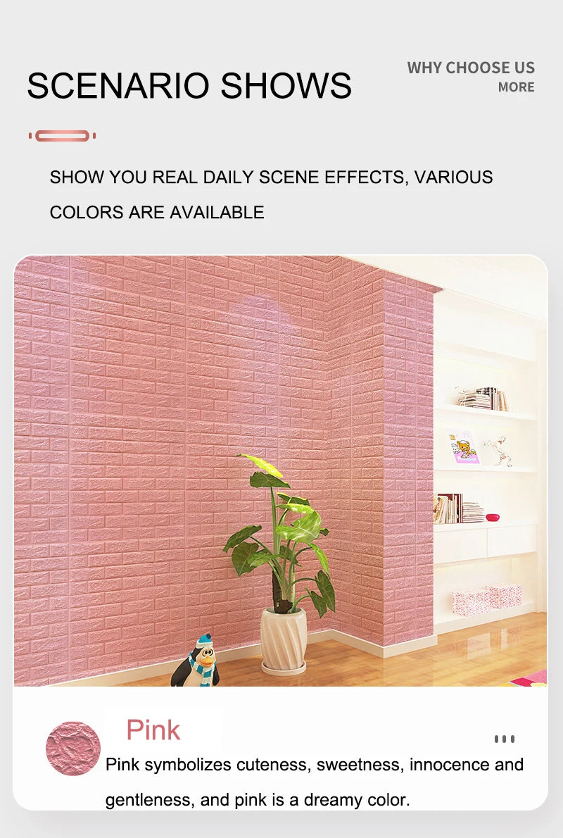 12PCS Self Adhesive Foam Wallpaper Waterproof 3D Brick Wall Panel Living Room Brick Stickers Kid Bedroom Brick Papers Home Decor