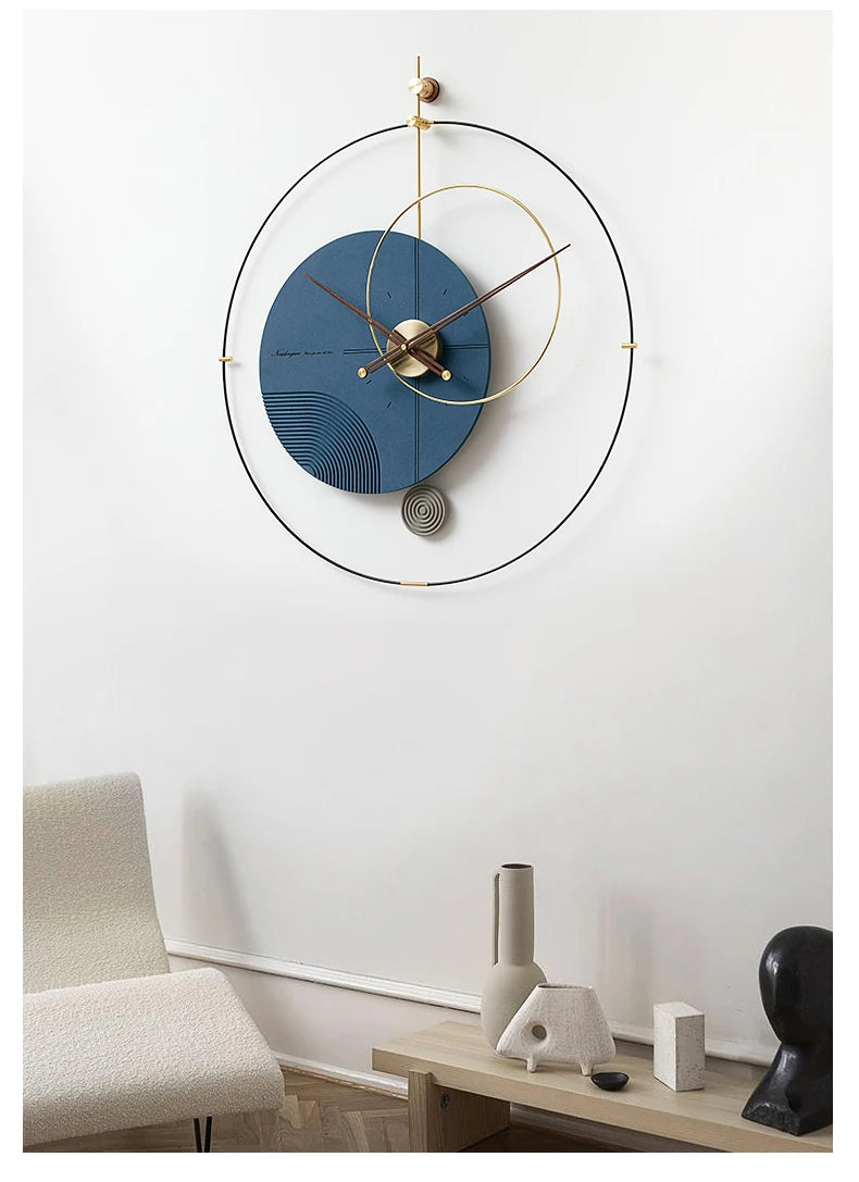 Round Living Room Wall Clock Pieces Hand Art Unique Elegant Wall Clock Home Black Modern Design Kitchen Nordic Saat Home Decor