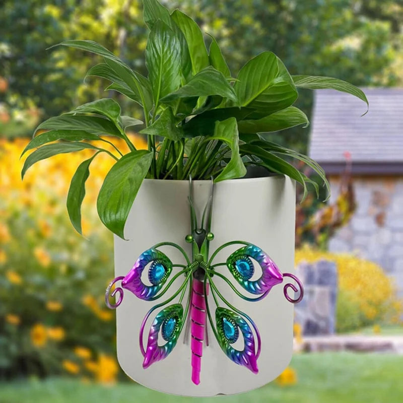 2Pcs Flower Pot Hugger Butterfly Figurines Planter Hanging Animal Pendant Ornaments For Garden Fence Balcony Decor, Durable