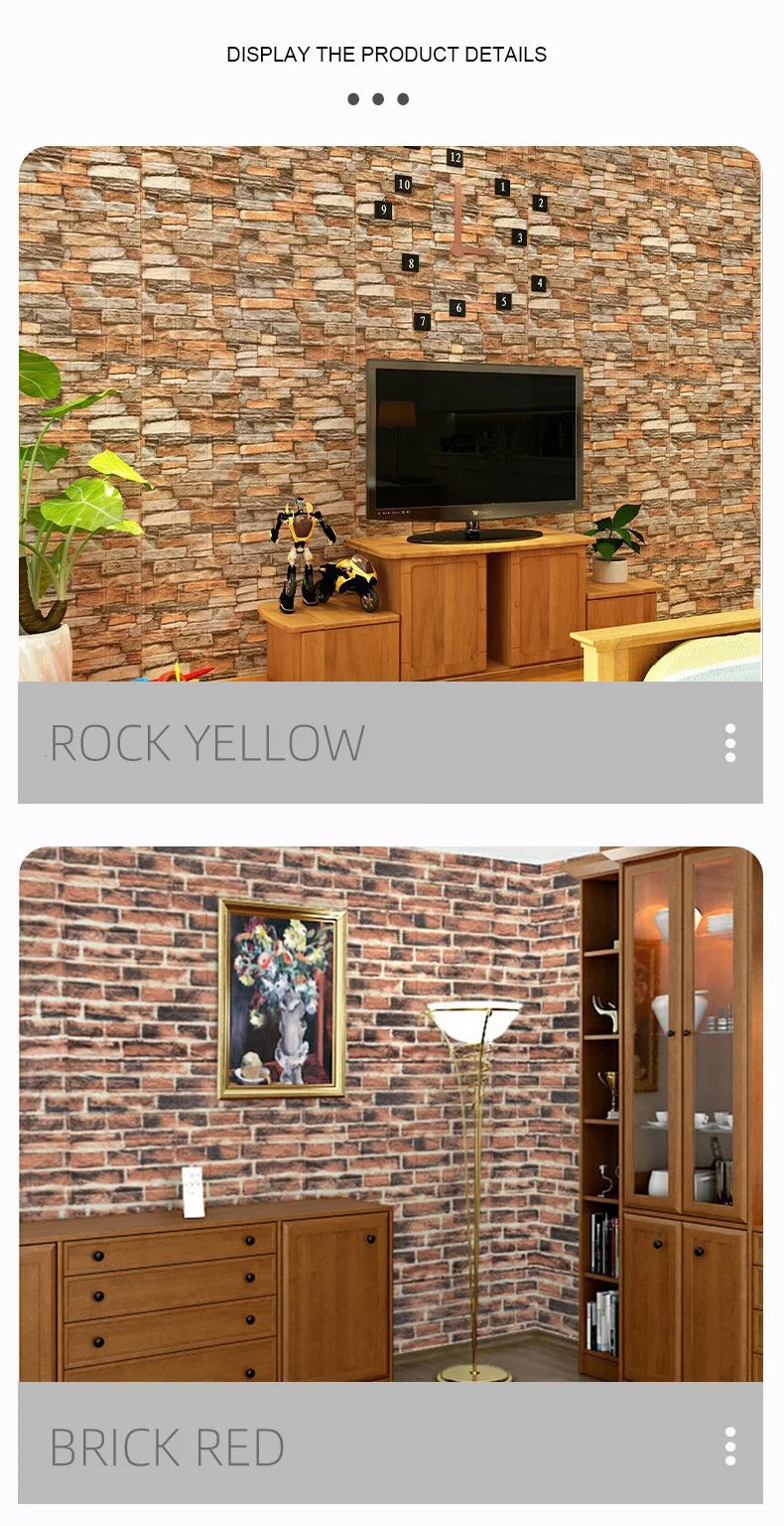 35*38cm Self Adhesive 3d Walls Wallpaper Foam Brick Pattern Decorative Stickers Retro Trend Background Stickers walls Home Decor