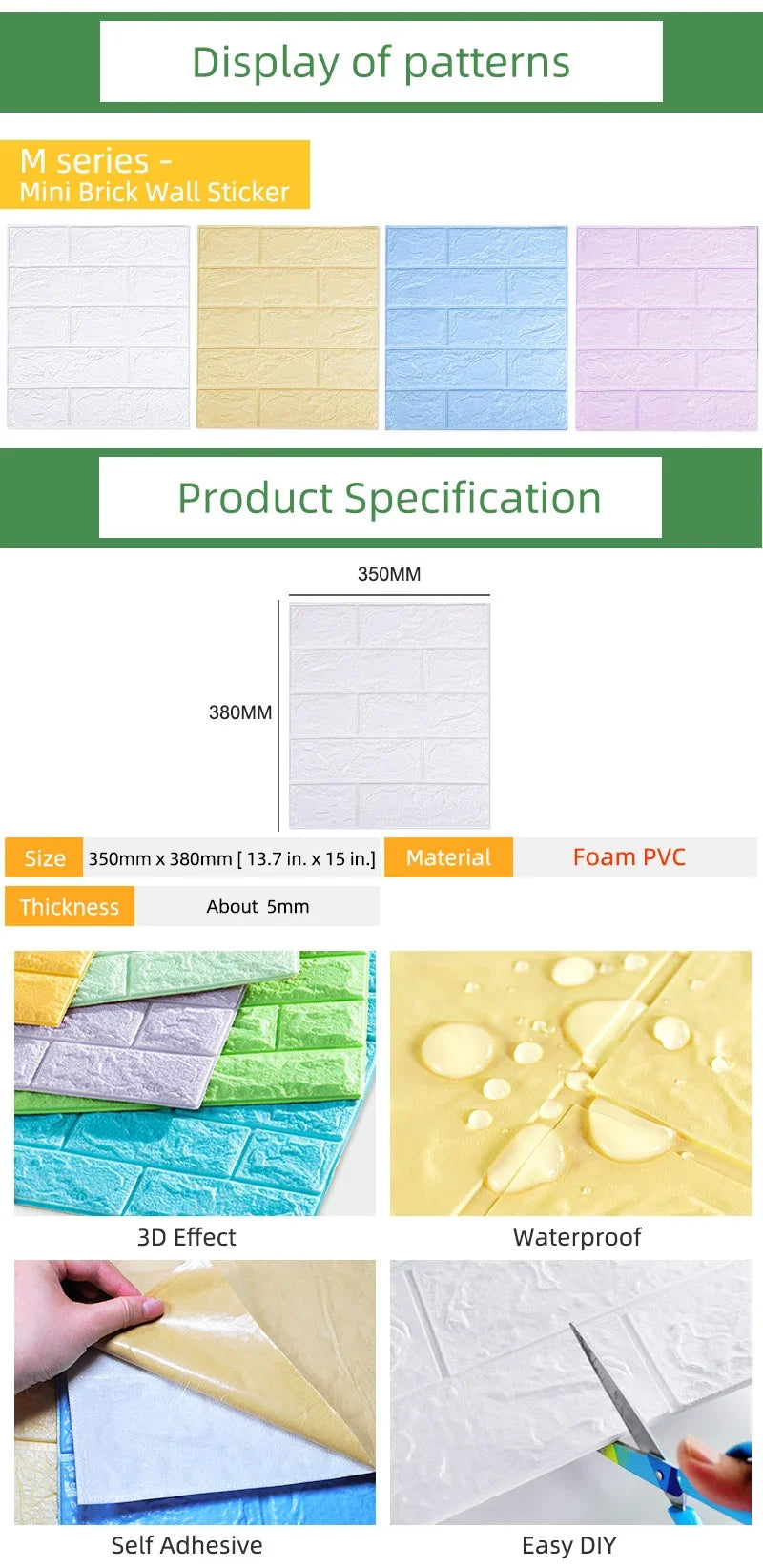 10/30Pcs DIY Waterproof Foam Wallpaper 3D Brick Stickers Children's Room Kitchen Roof Ceiling Background WallStickers