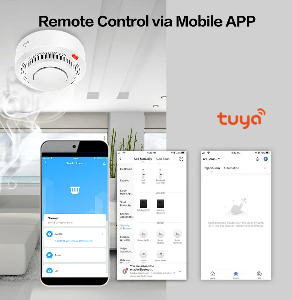 Tuya ZigBee Smart Smoke Detector Security Protection Smoke Alarm Fire Protection For Home Security System Via Smart Life App