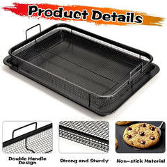 2 in 1 Oven Air Fryer Basket and Tray Oil Frying Baking Pan Non-stick Chips Basket Baking Dish Grill Mesh Kitchen Bakeware Set