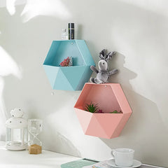 Home Decor Hanging Wall Shelf Flower Pot Shelves Wall Decor Storage Holder Hexagon Storage Box Room Decor Creative Combination