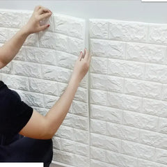 3D Soft Foam Brick Wallpaper Sticker Roll DIY Self Adhesive Living Room Home Kitchen Bathroom Decorative Wall Paper Wall Sticker