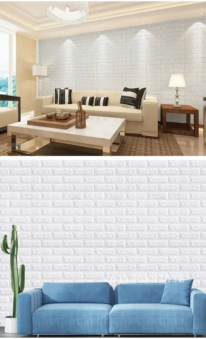 12PCS Foam Wall Panel Self Adhesive 3D Brick Wallpaper Living Room Brick Stickers Bedroom Kids Room Brick Papers Home Decoration