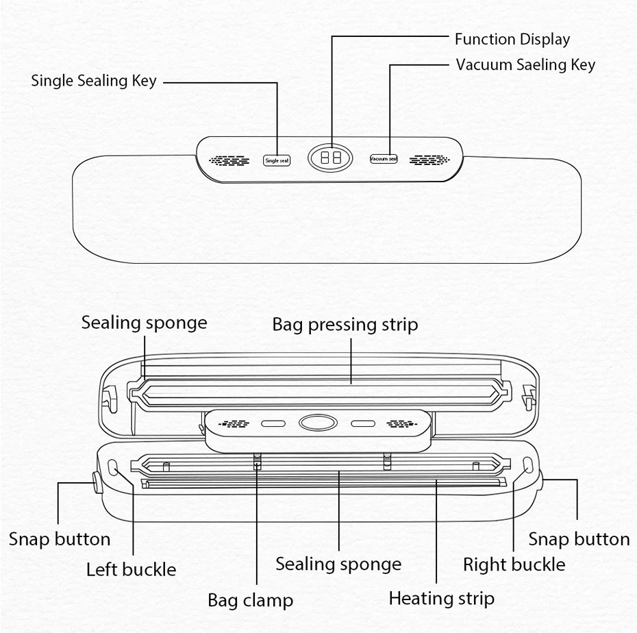 Electric Food Vacuum Sealer Machine And Storage Bags One Touch Fast Vacuuming For Wet Or Dry Food Kitchen Vacuum Sealing Machine