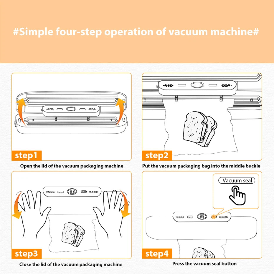 Electric Food Vacuum Sealer Machine And Storage Bags One Touch Fast Vacuuming For Wet Or Dry Food Kitchen Vacuum Sealing Machine