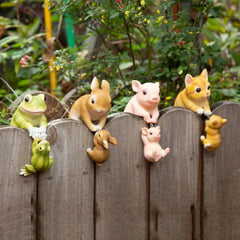 Creative Resin 2pcs Cute Piglet Rabbit Frog Cat Statue Outdoor Balcony Gardening Flower Pot Animal Sculpture Hanging Ornaments