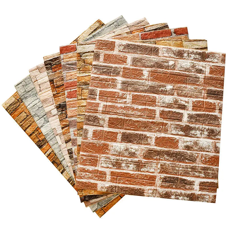 10pcs 3D Stereo Retro Cultural Brick Wall Sticker Shop Wall Renovation Waterproof Foam Brick Sticker Self-adhesive Wallpaper Pvc