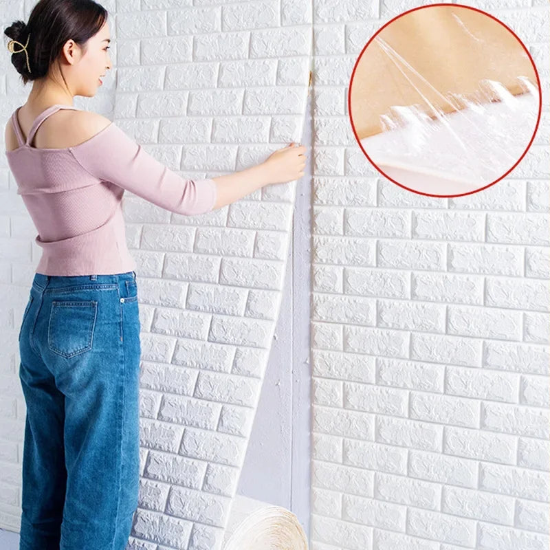 3D Wall Stickers Self Adhesive Foam Brick Room Decor DIY 3D Wallpaper Wall Decor Living Wall Sticker For Kids Bedroom Supplies