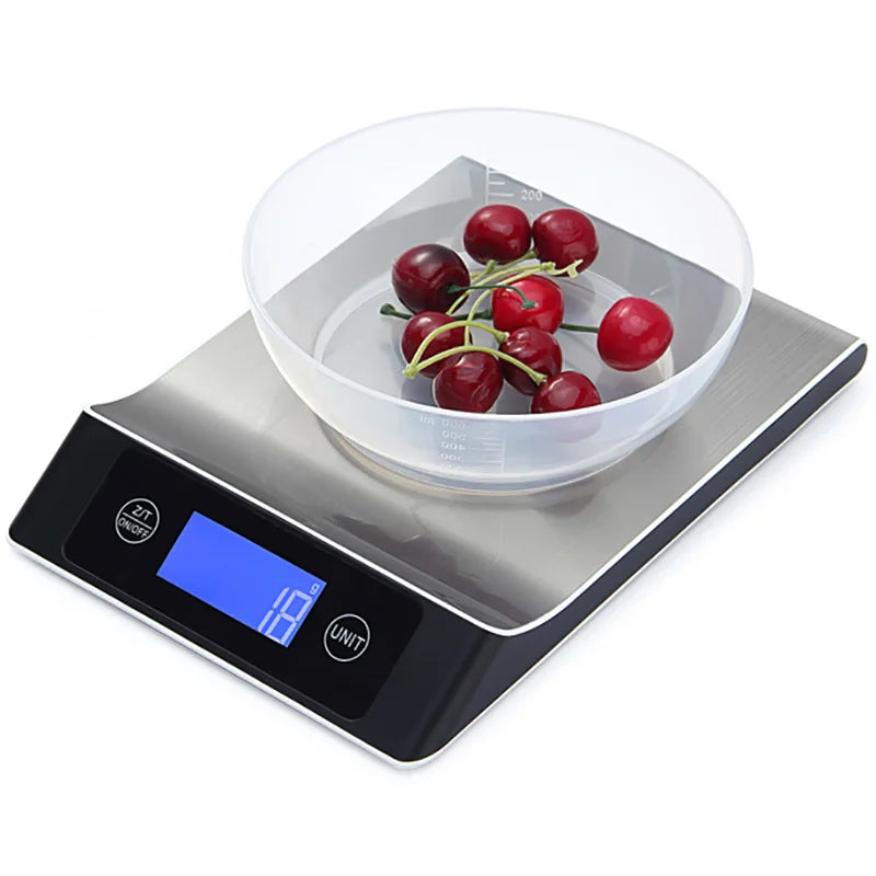 Kitchen Electronic Digital Scales 15Kg/1g Weighs Food Cooking Baking Coffee Balance Smart Stainless Steel Digital Scale Grams