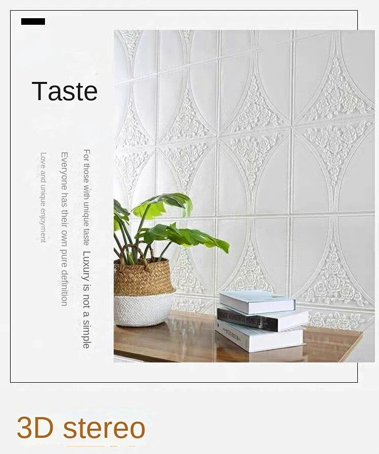 1000cm 3D Soft Foam Brick Wallpaper Sticker Roll DIY Self Adhesive Living Room Home Kitchen Bathroom Decorative Wall Paper