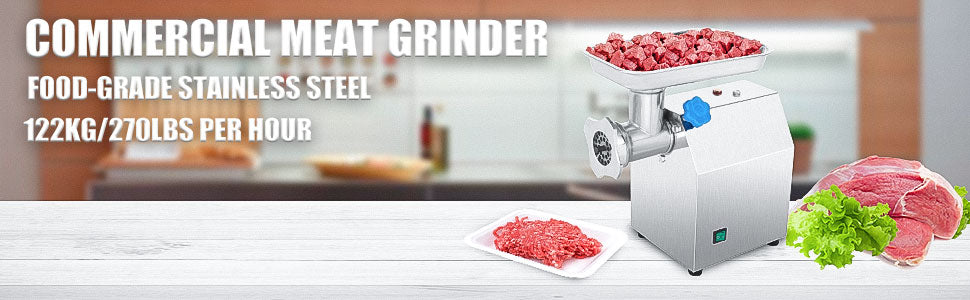 VEVOR 122Kg/H Heavy Duty Electric Meat Mincer Grinder  Max Powerful Home Portable Sausage Stuffer Meat Mincer Food Processor