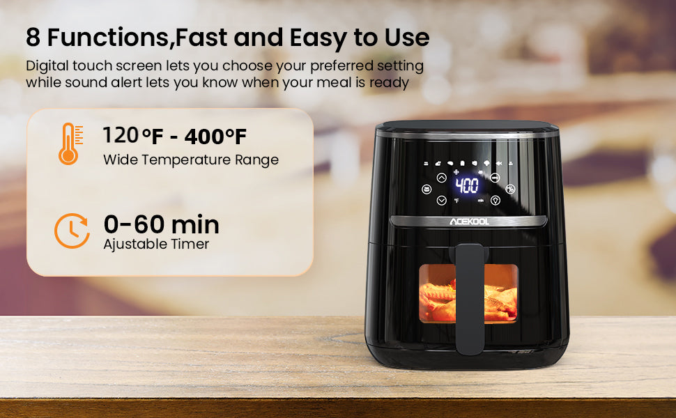 5 Quart Digital Display Air Fryer Toaster Oven Combo with 8 Cooking Presets Oilless Cooker,Visible Window,Dishwasher Safe Basket