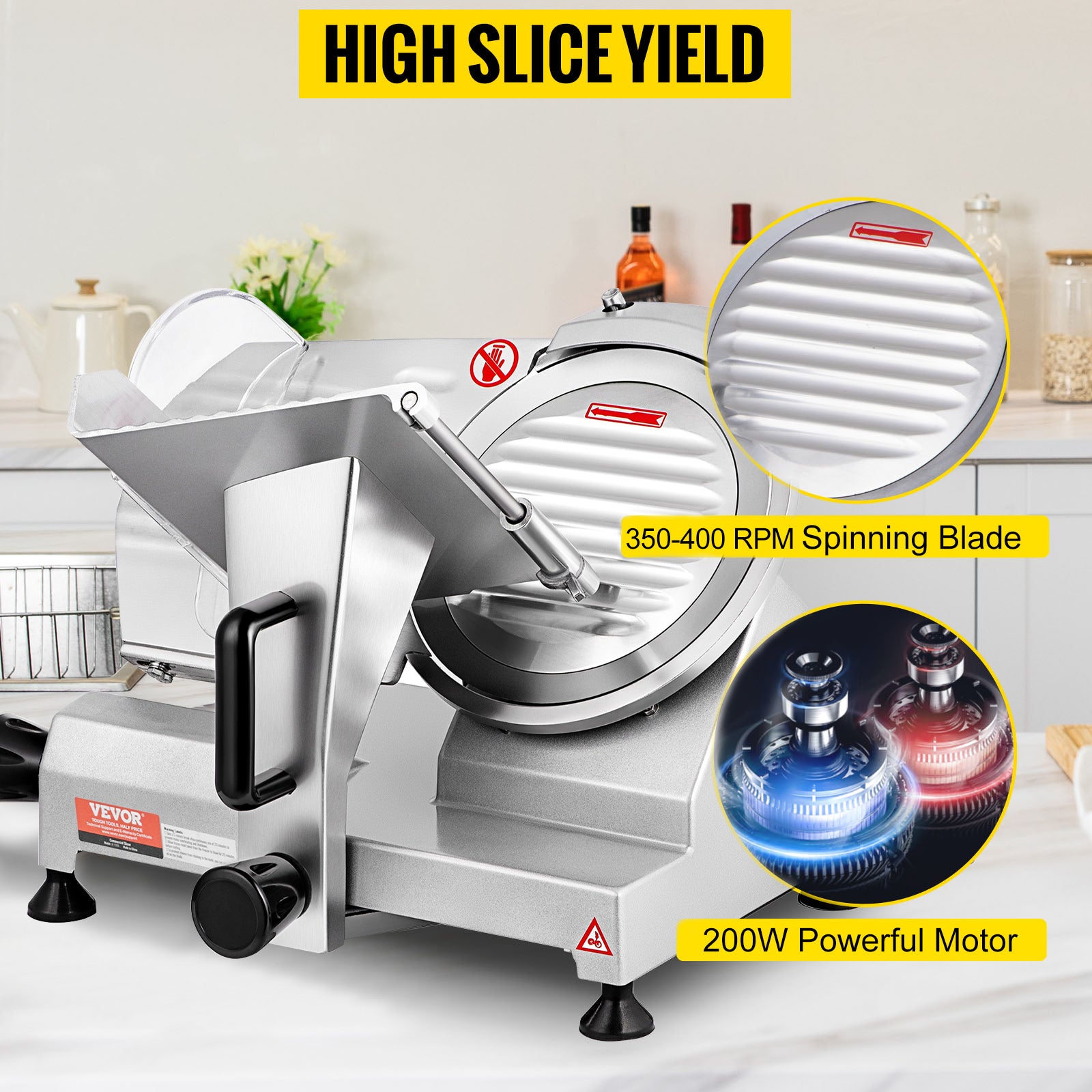 VEVOR Meat Slicer 200W/240W/320W/340W Electric Deli Food Slicer Adjustable Thickness for Commercial and Home Use Cut Meat Cheese